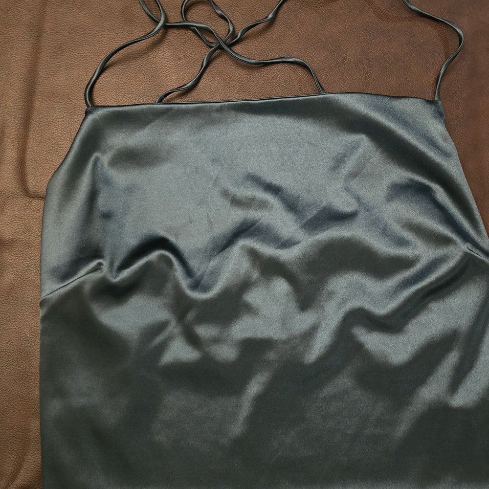 Fashion Nova Satin Crop Top - Dark Gray